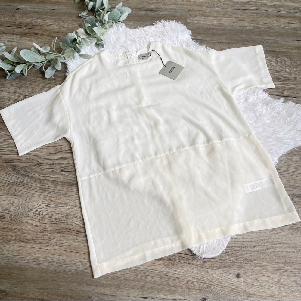 ASOS Chiffon Blouse Sheer Hem NWT 4